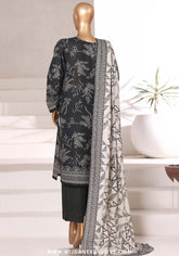 Sadabahar Printed Stitched Khaddar 3PC Collection - 2025 (BLACK D-03)